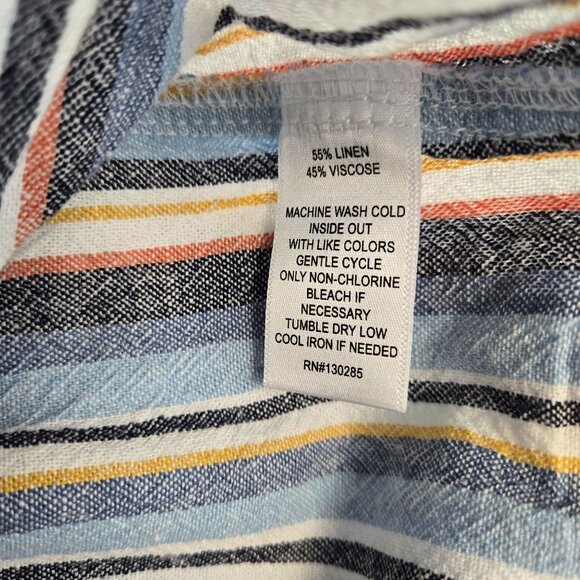 Per Se Linen & Viscose Blend Striped Casual Pants Size Large - Picture 8 of 8